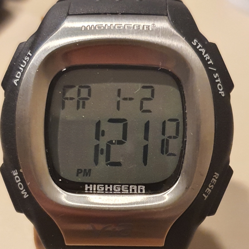 10/$20 Vtg Highgear Via Digital Alarm Chrono Men's Watch